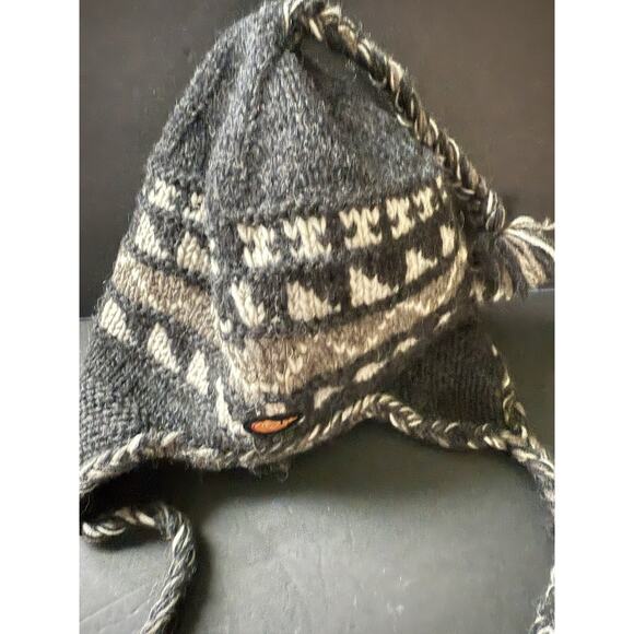 Everest Nepal 100% Wool Winter Sherpa Hat Knit Cap Fleece Lined Ski Earflaps - Picture 2 of 7
